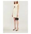 MIU MIU BOW-EMBELLISHED CUTOUT WOOL AND SILK-BLEND MINI DRESS