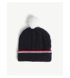 THOM BROWNE POM POM CABLE-KNIT MERINO WOOL BEANIE