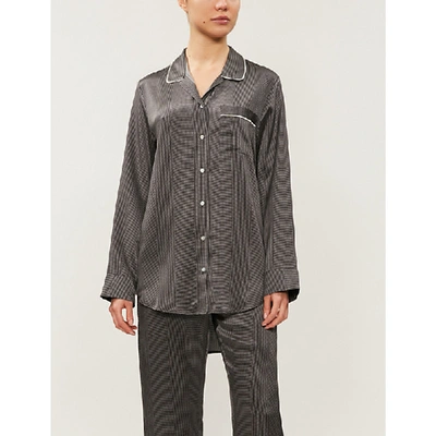 Asceno Dotted Silk-satin Pyjama Shirt In Dotted Lines