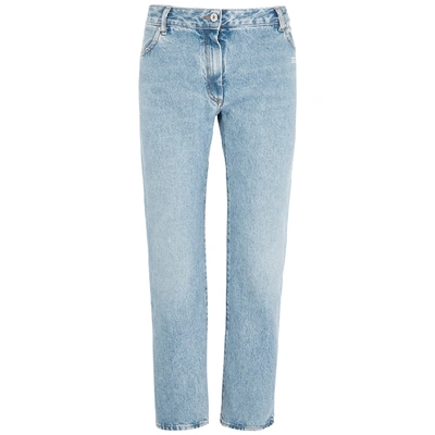 Off-white Blue Cropped Kick-flare Jeans