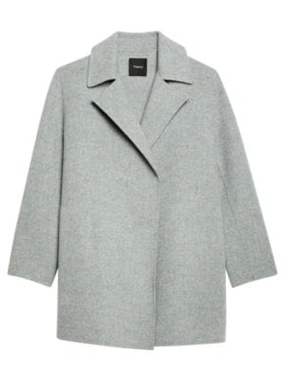 Theory Women's Double-faced Overlay Coat In Blue Grey Melange