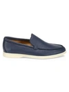 Loro Piana Summer Walk Leather Loafers In Navy