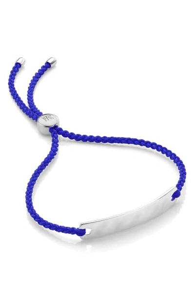 Monica Vinader Engravable Havana Mini Friendship Bracelet In Silver/ Majorelle Blue