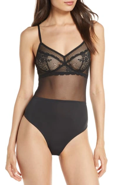 Jason Wu Collection Collection Classic Lace Underwire Thong Bodysuit In Black