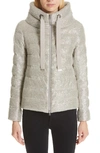 HERNO PLEAT BACK QUILTED DOWN SPARKLE KNIT JACKET,PI036DR 13205