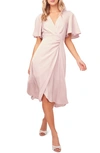 ASTR DELANEY FAUX WRAP FLUTTER SLEEVE DRESS,ACDR100310