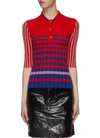 SONIA RYKIEL Mix stripe cashmere rib knit polo shirt