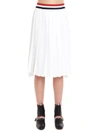 Thom Browne Stripe Detail Pleated Midi Skirt In White