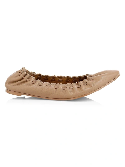 See By Chloé Jane Leather Ballet Flats In Open Brown