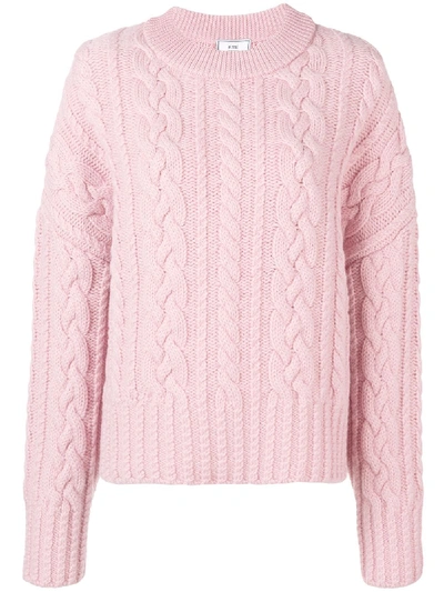 Ami Alexandre Mattiussi Women's Crewneck Cable Knit Oversize Jumper In Pink