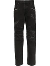 BALMAIN BALMAIN DISTRESSED STRAIGHT-LEG JEANS - 黑色