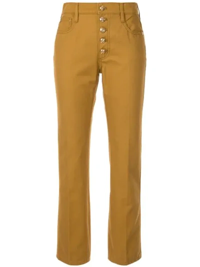 Tory Burch High-rise Cotton Corduroy Trousers In Brown
