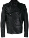 Dolce & Gabbana Leather Biker Jacket In Black