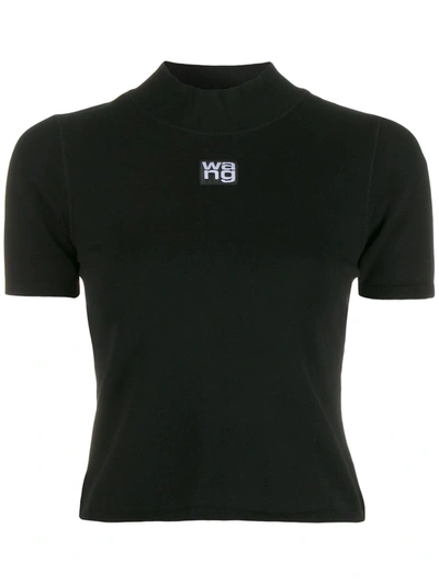Alexander Wang T T By Alexander Wang Logo Detailed Cropped T In Black