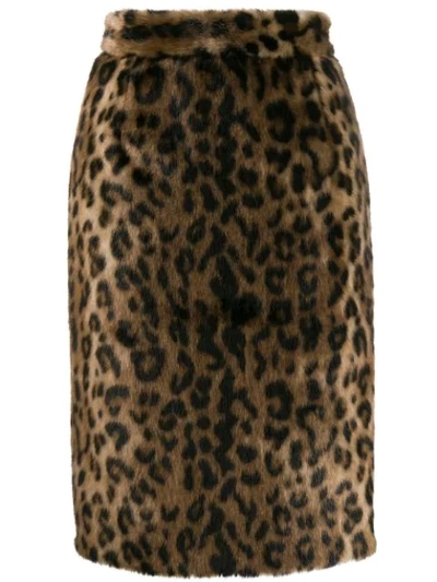 N°21 Nº21 Leopard Pattern Skirt - 棕色 In Black