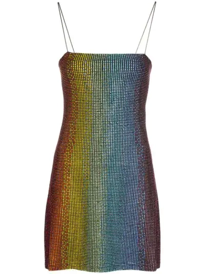 Adam Selman Sport Rainbow Crystal-embellished Mini Dress In Multicolour