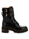 See By Chloé Mallory Leather Combat Boots In Nero