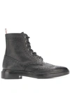 Thom Browne Brogue-detail Ankle Boots In Black