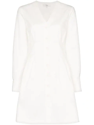 Tibi Dominic Button-front Twill Shirtdress In White
