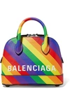 BALENCIAGA VILLE XXS AJ PRINTED STRIPED TEXTURED-LEATHER TOTE