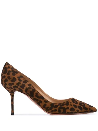 Aquazzura Women's Suede Pumps Court Shoes High Heel Purist In Animal Print