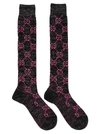 Gucci Black Lamé Gg Socks In Nero