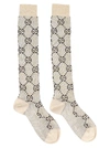 Gucci Gg Logo Long Socks In Beige