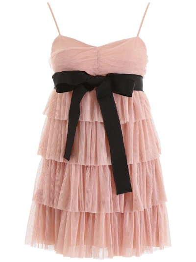 Red Valentino Layered Tulle Mini Skirt In Nude