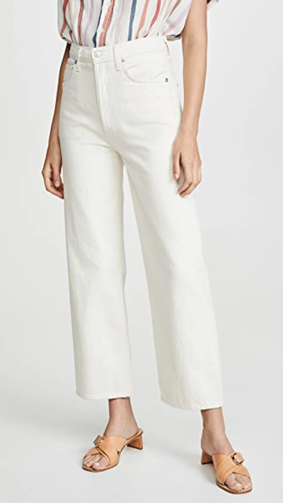 Agolde Ren High-rise Cropped Wide-leg Jeans In Paper