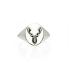 NO 13 Reindeer Head Signet Ring Silver