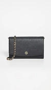 Tory Burch Robinson Chain Wallet In Black