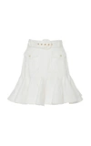 Zimmermann Belted Linen Peplum Mini Skirt In White