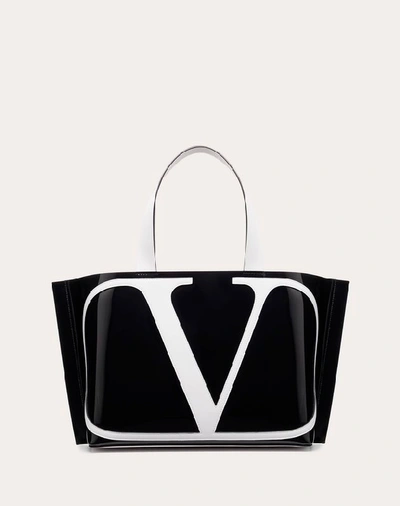 Valentino Garavani Small Vlogo Coloured Polymer Beach Bag In Black