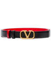Valentino Garavani Vlogo Signature Reversible Shiny Calfskin Belt - 20mm / 1.2 In. Woman Black/deep In Black