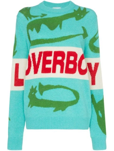 Charles Jeffrey Loverboy Loverboy Crocodile Intarsia Knit Jumper In Blue