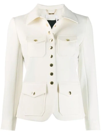 Chloé Single-breasted Twill Utility Jacket In White