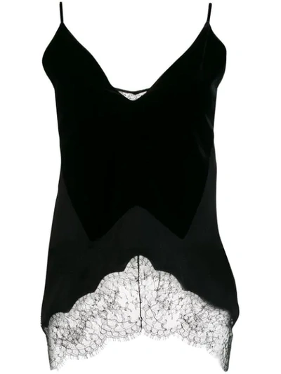 Givenchy Velvet Silk Lace-hem Top In Black