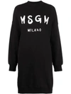 Msgm Black Stroke Logo T-shirt Dress