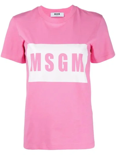 Msgm Graphic Logo-print T-shirt In Pink