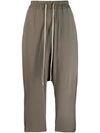 RICK OWENS DROP-CROTCH CROPPED TROUSERS