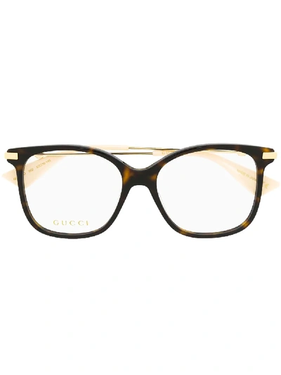 Gucci Eyewear Square Frame Eyeglasses - 棕色 In Brown