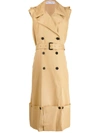 JW ANDERSON JW ANDERSON SLEEVELESS BELTED TRENCH COAT - NEUTRALS