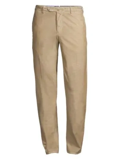 Pt01 Men's Slim-fit Flat Front Baby Wale Corduroy Pants In Light Beige