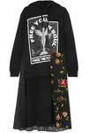 MCQ BY ALEXANDER MCQUEEN HOODED PRINTED COTTON-JERSEY AND CREPE MIDI DRESS