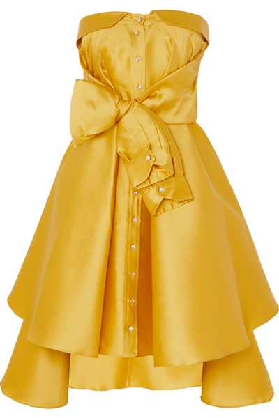 Alexis Mabille Bow-detailed Satin-twill Mini Dress In Yellow