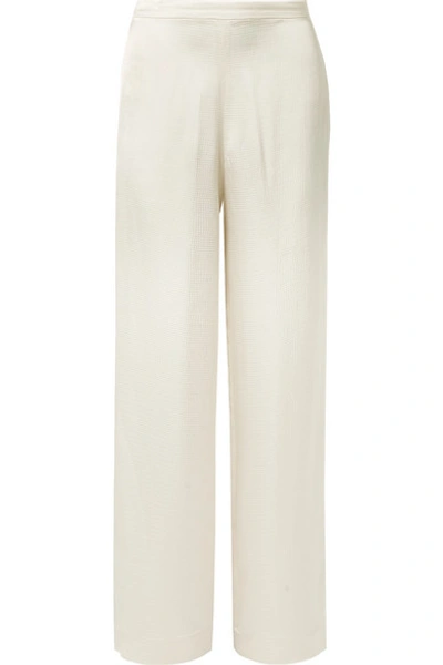 Theory Hammered-satin Straight-leg Pants In White
