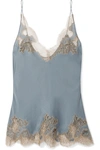 CARINE GILSON CHANTILLY LACE-TRIMMED SILK-SATIN CAMISOLE