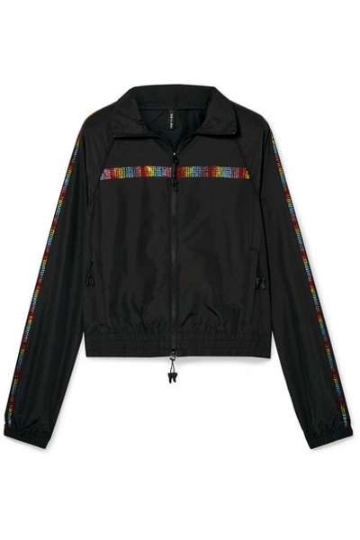 Adam Selman Sport Crystal-embellished Shell Track Jacket In Black