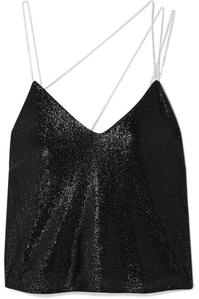 Michelle Mason Crystal-embellished Lurex Camisole In Black