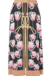 TEMPERLEY LONDON ARABESQUE FLORAL-PRINT CREPE MIDI SKIRT